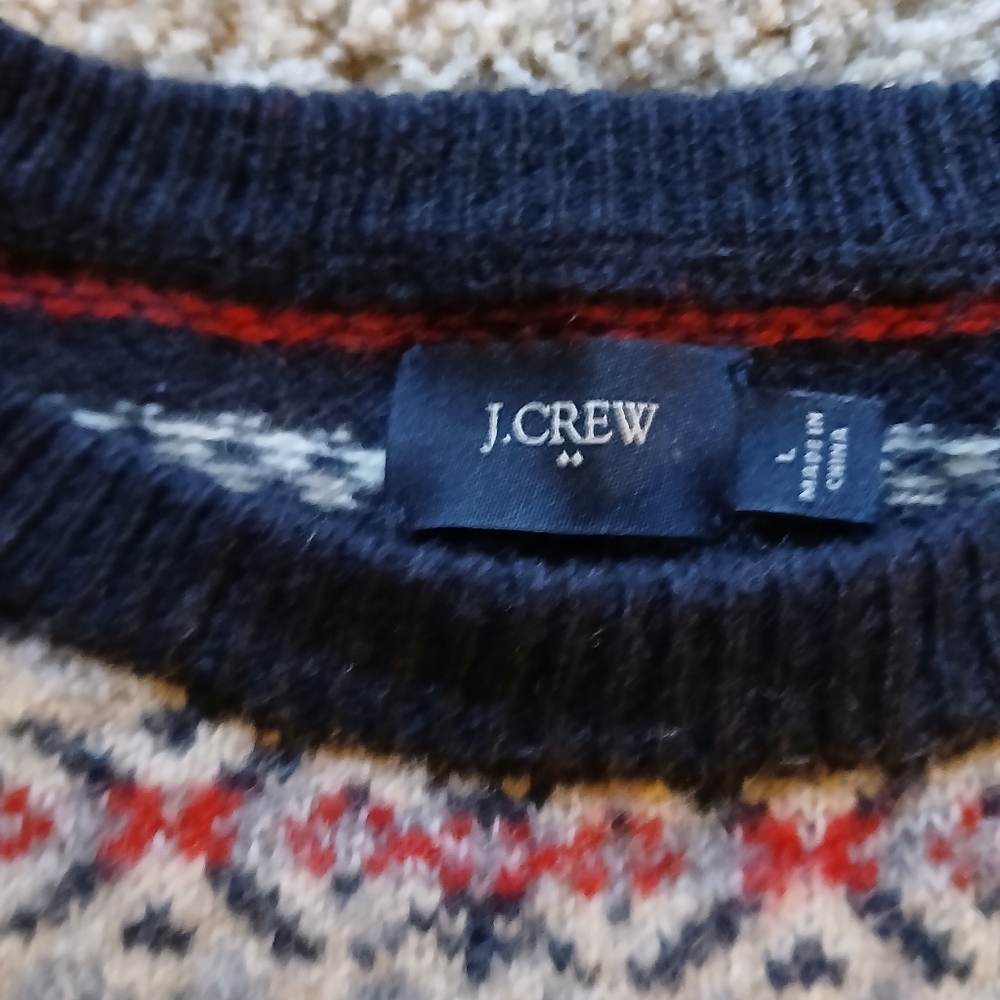 J.CREW 100% LAMBSWOOL Crewneck Fair Isle Sz L - Picture 7 of 9